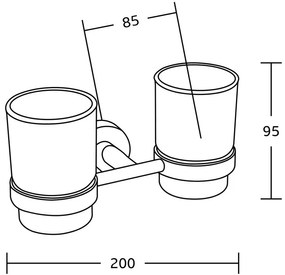 Dvojitý pohár na zubné kefky s úchytom MEXEN TIBER sklo + chróm
