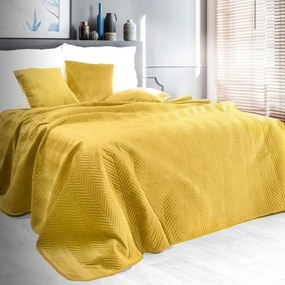 Obojstranný prešívaný prehoz na posteľ žltej farby Šírka: 220 cm | Dĺžka: 240 cm.