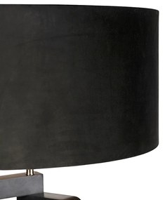 Stojací lampa statív čierne drevo s čiernym tienidlom 50 cm - Puros