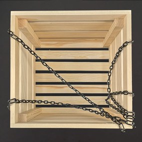 AMADEA Drevený závesný obal s kvetináčom, 27x27x21 cm, český výrobok