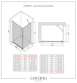 CERANO - Sprchovací kút Antelo L/P - chróm, transparentné sklo - 70x90 cm - krídlový, CER-CER-8050BD119