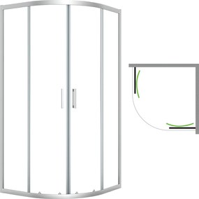 Laveo Štvrťkruhový sprchovací kút Desna 80x80 cm - JKD_086Z, chróm