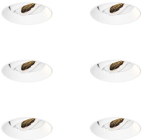 Sada 6 moderných zapustených bodových svetiel biela GU10 okrúhla bezrámová - Oneon Honey