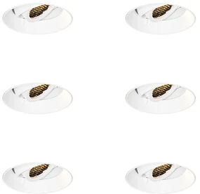 Sada 6 moderných zapustených bodových svetiel biela GU10 okrúhla bezrámová - Oneon Honey