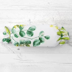 Biante Vankúš valec bonbon Sandra SA-244 Zelený eukalyptus na bielom 15x60 cm