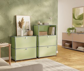 Kovová komoda »CN3« s 2 výklopnými priečinkami, pistáciová