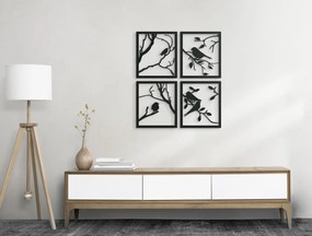 drevko 4-dielny obraz Sýkorky Rozmer obrazu: 44,5 x 39 cm, Farba dekorácie: Čierna