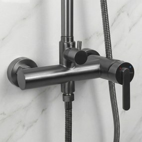 Rea Ontario, sprchový set nástenný s dažďovou sprchou, grafitová matná, REA-P9495