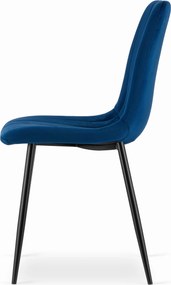AKCIA Modrá zamatová stolička LAVA s čiernymi nohami II. akosť