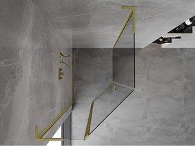 Mexen Mist L, päťuholníkový sprchový kút s krídlovými dverami, 80 x 90 cm, 8mm číre sklo, zlatý matný profil, 8A8L-080-090-55-00