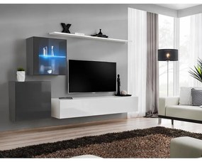 Obývacia stena Switch XV Sklo +LED grafit/biely