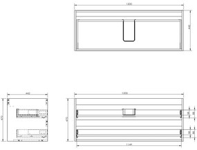 Mexen Orio, kúpeľňová skrinka 120 cm s umývadlom Vela, 2 zásuvky, šedá matná/biela matná, 91A10-12047-2-BFF62-W23M01