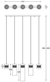 Zuma Line P0389-05E-F7AC - Krištáľový luster na lanku GEM 5xG9/28W/230V