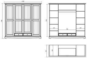 PROXIMA.store - Rustikálna šatníková skriňa 4s.2 - BELLUNO ELEGANTE FARBA: biela