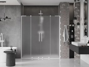 Mexen Velar L Duo, posuvné sprchové dvere do otvoru 200 cm, 8mm sklo námraza, biela matná, 871-200-003-32-20