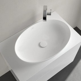 VILLEROY &amp; BOCH Artis oválne umývadlo na dosku bez otvoru, bez prepadu, 610 x 410 mm, Stone White, s povrchom CeramicPlus, 419861RW
