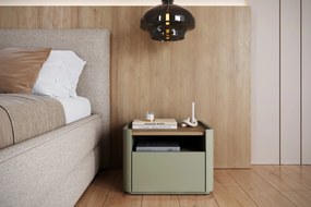Nočný stolík Elivo 50 cm so zásuvkou - eukalyptus / dub baltic dune