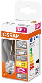 LED žiarovka E27 P45 2,8W = 25W 250lm 2700K 320° Stmievateľné vlákno OSRAM SUPER STAR