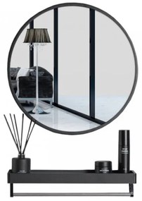 Zrkadlo s poličkou čierne 80 cm