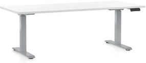 Výškovo nastaviteľný stôl OfficeTech D, 180 x 80 cm, sivá podnož, biela