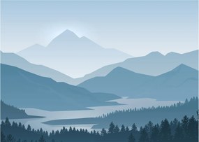 Obraz - Hory pohľadom grafika (70x50 cm)