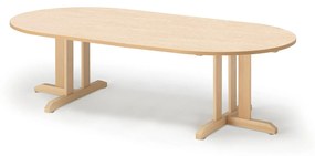 Stôl KUPOL, oválny, 2000x500 mm, linoleum - béžová, breza
