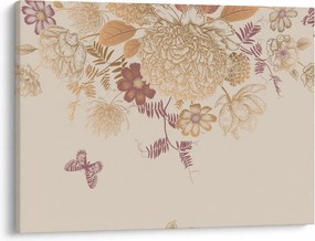 Obraz - Vintage kvety a motýle (70x50 cm)