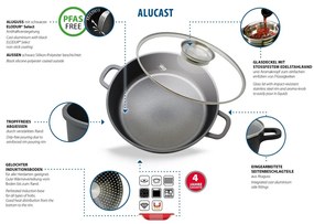 Elo 19628 Pekáč so sklenenou pokrievkou a aróma úchytom Alucast 28 cm, 28 cm