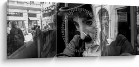 Obraz - Charles Chaplin v Prahe (s hodinami) (90x30 cm)