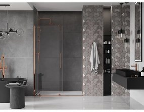 Mexen Velar, posuvné dvere do otvoru 160x200 cm, 8mm číre sklo, ružové zlato, 871-160-000-01-60
