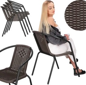 SPRINGOS Záhradné stoličky, 4 ks, kovové, hnedé, sada na terasu GF1019