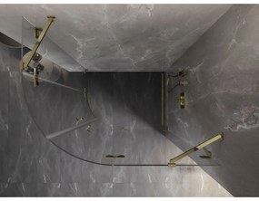Mexen Lunar, pravý polkruhový sprchový kút 80 x 70 cm, 8mm číre sklo, zlatý profil, 833-080P-070L-50-00