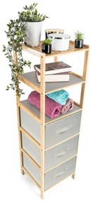 G21 Bambusový regál s košíkmi, 5 políc, béžová, 5 poschodí