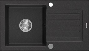 Mexen Pablo - drez granitový 75,2x43,6cm, 1-komorový, čierna-strieborná, 6510751010-73