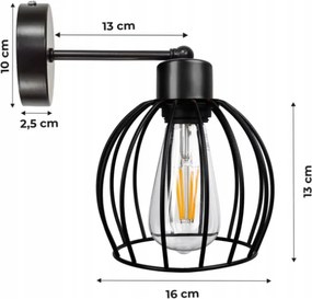 BERGE Nástenná lampa - kinkiet - E27 - KULA - čierna
