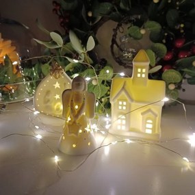 DECOLED Keramický betlehem, 7,8 x 5,5 x 10 cm, teplá biela, 2xLR44