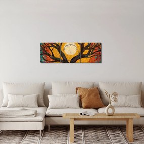 Obraz - Slnko v korune stromu života (s hodinami) (90x30 cm)