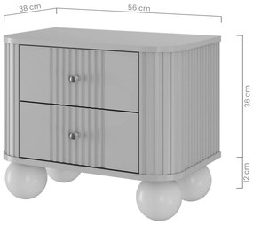 Nočné stolíky Vespera 56 cm - 2 ks - kašmírová / čierna / kašmírové nohy