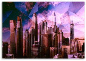 Obraz na plátně Geometrické město Purple - 60x40 cm