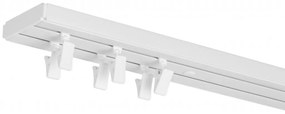 Dekodum PVC stropná lišta dvojitá biela Dĺžka koľajnice (cm): 200, Typ prichytenia: Žabky