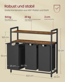 Kôš na bielizeň s 3 priehradkami BLH213B01