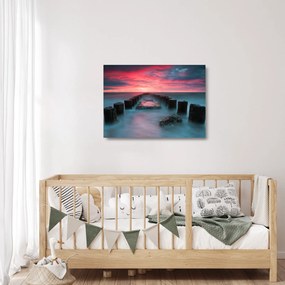 Sklenený obraz - Skaly v mori (70x50 cm)