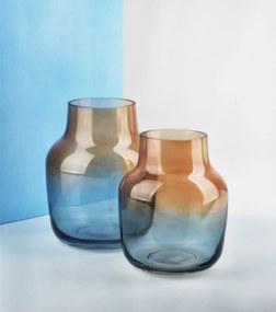 Sklenená váza Serenite 18 cm modrá/žltá