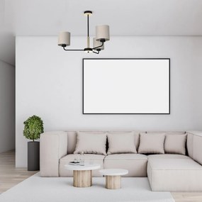 Luster Atlanta, 3x ľanové tienidlo, b/drevo