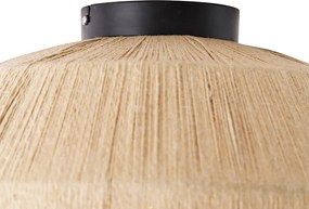 Orientálne stropné svietidlo čierne s lanom - Riki