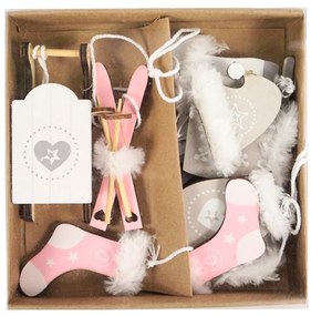 Súprava vianočných závesných dekorácií NORDIC MOMENTS 6 ks ružová