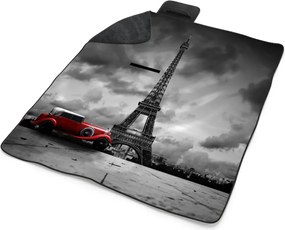 Sablio Plážová deka Eiffelova veža  a červené auto: 200x140 cm