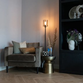 Dizajnová stojaca lampa čierna s dymovým sklom - Dome