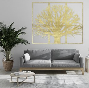 Štylový trojdielny obraz strom - Prírodné inšpirácie - KANANA: Preglejka Topoľ - Strieborná 40 x 33 cm 3780-82602 PR0199