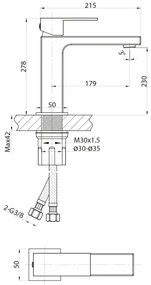 Sapho - Umývadlová batéria CUBEMIX 27,8 cm matná zlatá